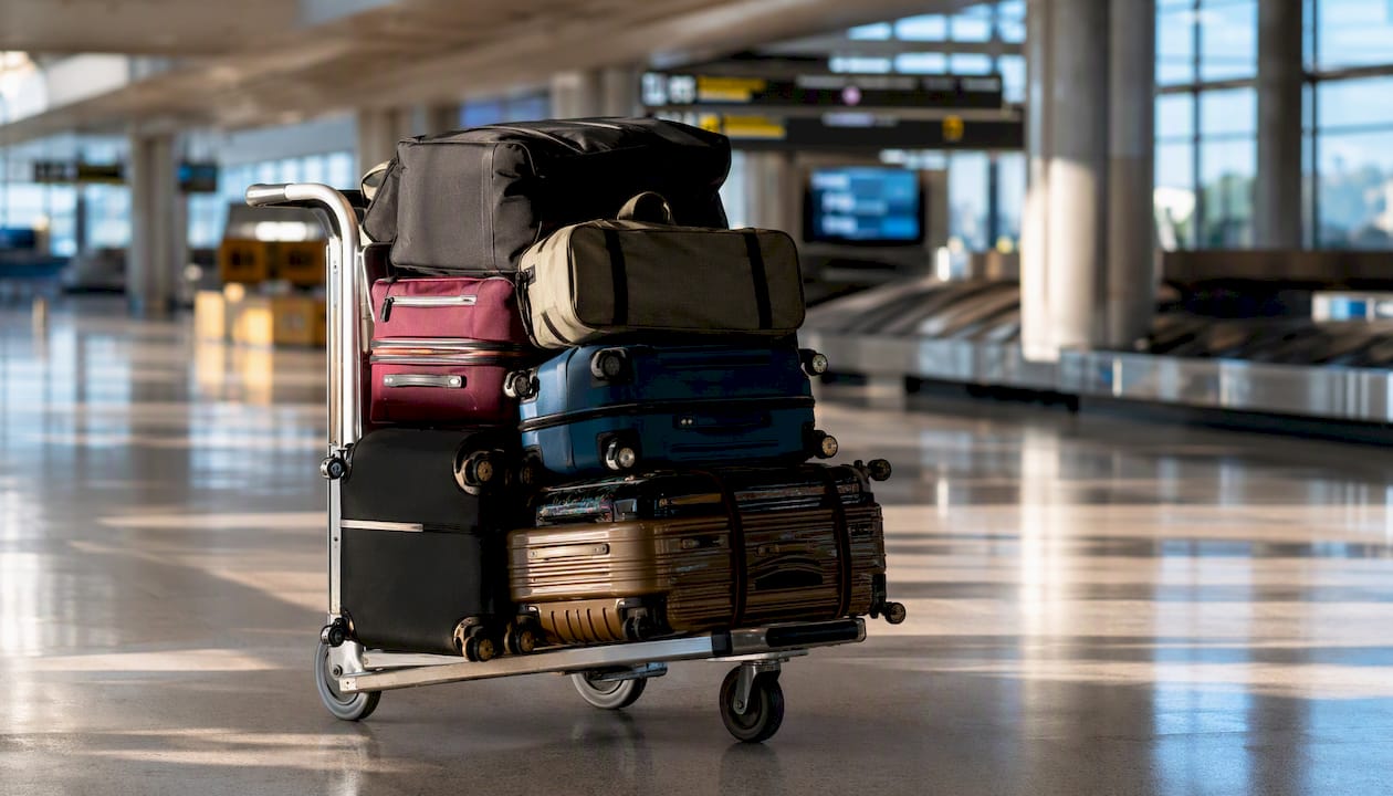Luggage trolley in Las Vegas airport arrivals area