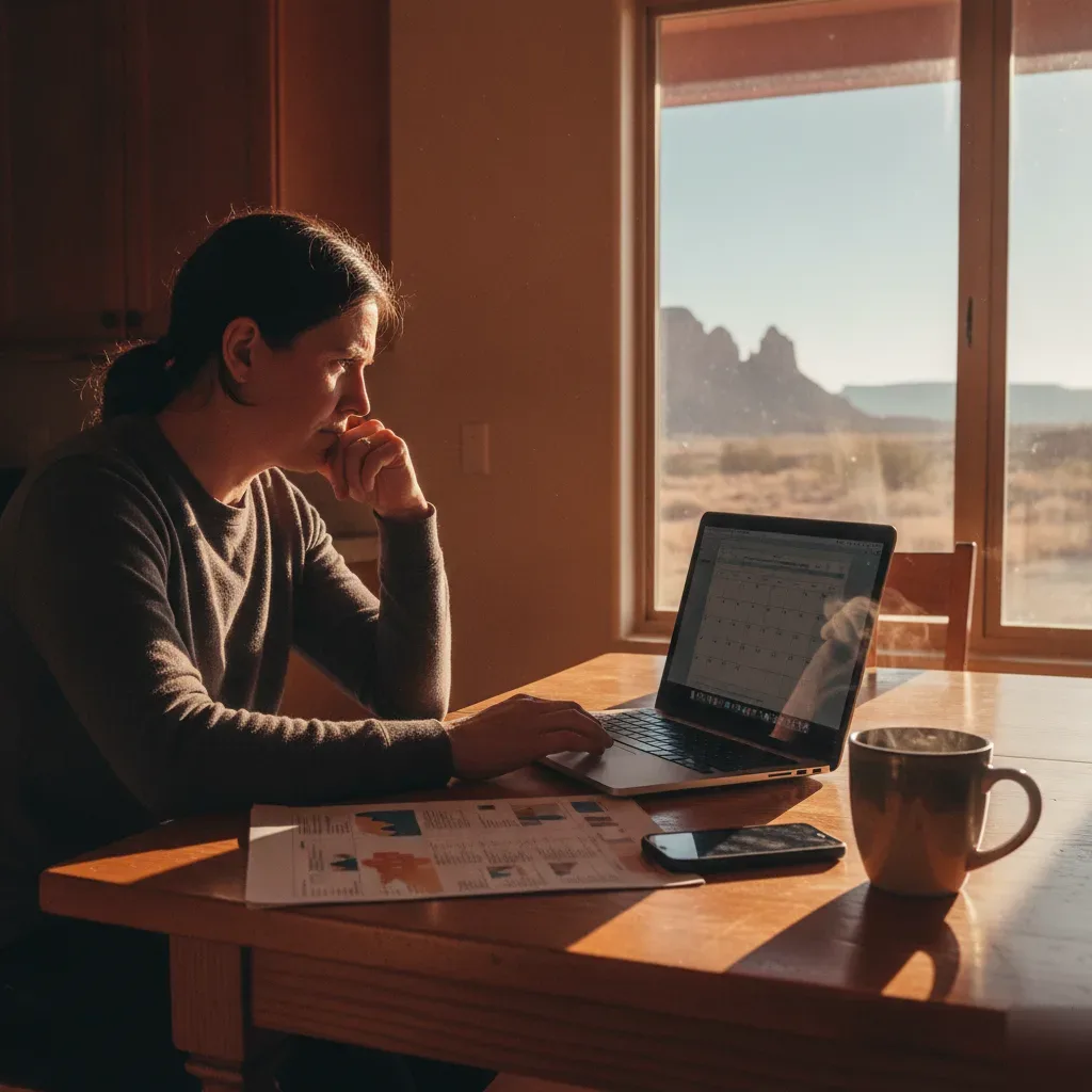 Traveler comparing vacation rental prices and local event calendar in Santa Clara rental home